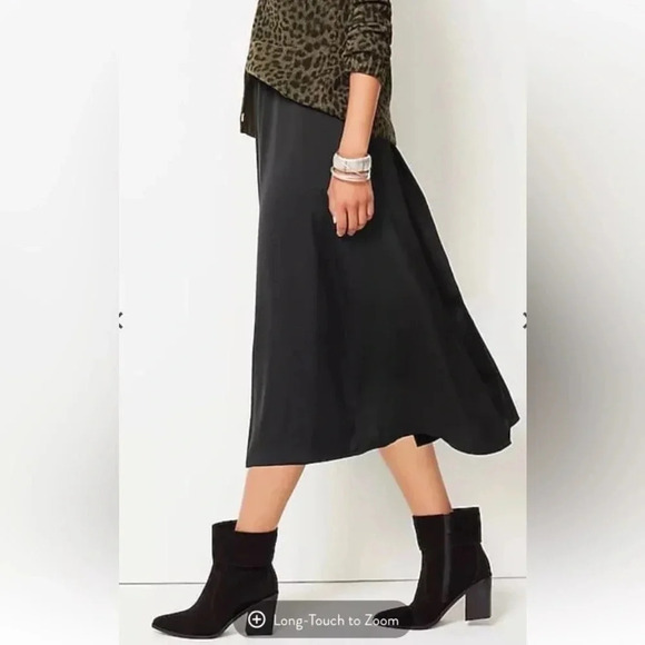 J. Jill Black Crepe A-Line Midi Skirt Career Womens Size XS (1518)‎ - Picture 3 of 8